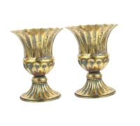 BAZEITFLOW 2 pièces Pot de Fleurs Métal Vintage Jardinière Urne Style Romain Vase Décoratif Intérieur et Extérieur Support Plantes Séchées pour Table Mariage et Salon