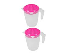 BAZEITFLOW 2 pièces Set de Pichets Eau Froide avec Couvercle pour Réfrigérateur Cruche Ronde Rouge Résistant et Décoratif pour Boissons Restaurants et Cafés