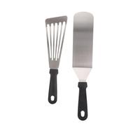 BAZEITFLOW 2 pièces Spatules Barbecue INOX Ustensiles Cuisine Résistants Chaleur Anti-Rayure pour Crêpes Grill Camping