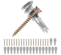 BAZEITFLOW 20 Ensembles Chevilles à Vis Autoforeuses pour Plaques de Plâtre Zinc Alliage et Fer Fixations Murales Robustes et Rapides pour Décoration Intérieure et Bricolage