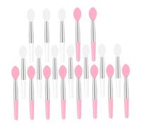 BAZEITFLOW 20 pièces Lot de Pinceaux à Lèvres Silicone Miniatures Applicateurs Lèvres Portables Têtes Souples pour Maquillage Précis Blanc et Rose pour Usage Quotidien et Professionnel