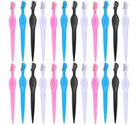 BAZEITFLOW 24 pièces Lot de Lames Rasoirs Sourcils Acier Inoxydable Mini Tondeuse Visage Précise et Légère Outil Manuel pour Épilation Fine et Soin Du Visage