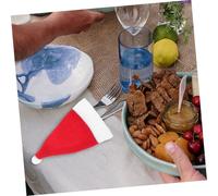 BAZEITFLOW 24 Pièces Mini Bonnet Père Noël Décoration de Noël Chapeaux Miniatures pour Bouteille Vin et Couvert Organisateur de Couverts Festif pour Table et Fête