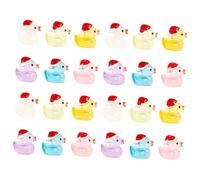 BAZEITFLOW 24pièces Mini Canards Résine Décoratifs Lumineux De Noël Figurines Miniatures Colorées pour Décoration Jardin Voiture Maison De Poupée