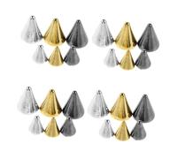 BAZEITFLOW 3 Boîtes Boîtes de Charms Ongles Vintage Punk Métal Pointes Coniques Plat Dos Accessoires Nail Art Salon Manucure Fête Décoration