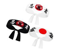 BAZEITFLOW 3 Pièces Bandeaux pour Hommes Accessoires Ninja pour Karaté Bandeaux Respirants et Durables Polyester Design et Chic pour Fête Sushi et Cosplay