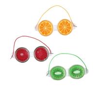BAZEITFLOW 3 pièces Cache-Yeux Rafraîchissants Gel PVC Fruits Masque Froid pour Fatigue Oculaire et Poches Anti-puffiness pour Domicile