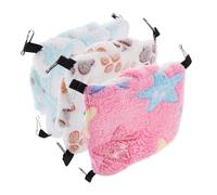 BAZEITFLOW 3 Pièces Hamac pour Petits Animaux Peluche Double avec Attaches Métalliques Nid Suspendu Chaud pour Hamsters Écureuils et Autres Petits Compagnons