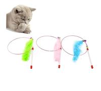 BAZEITFLOW 3 pièces Jouets pour Chat Fil Acier avec Poignée Plastique Antidérapante Baguette Interactive Colorée pour Stimule Activité et Renforce Lien avec Animal Couleurs Couleur Aléatoire
