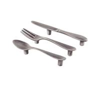 BAZEITFLOW 3 Pièces Poignées de Meubles Forme Couverts de Zinc Noir Brossé Poignées de Porte et Décoratives pour Meubles Couteau Fourchette Cuillère Design Moderne