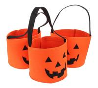 BAZEITFLOW 3 Pièces Sacs de Fête Citrouille Feutre pour Garçon Fille Seaux à Bonbons et Portables pour Halloween Sacs à Friandises Décoratifs pour Collecte de Bonbons