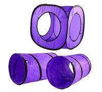 BAZEITFLOW 3 pièces Tunnel pour Chaton et Lapin Interactif Polyester avec Cadre Acier Double Passage Sonore pour Jeu Intérieur et du Stress