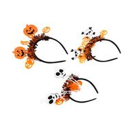 BAZEITFLOW 3pièces Serre-tête Citrouille Halloween Lot De Pince Cheveux Squelette Crâne Cosplay Décoratif Accessoire Fête
