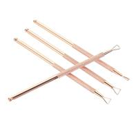 BAZEITFLOW 4 Grattoirs Triangulaires en Acier Inoxydable pour Retirer Vernis Semi-permanent et Cuticules, Outil Manucure Rose Doré, Nail Art à Domicile, Spa et Salon de Beauté