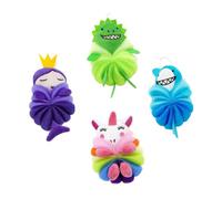 BAZEITFLOW 4 pièces Cartoon Bath Balls For Children Soft PE Foam Scrubbers For Skin Cleaning And Exfoliating