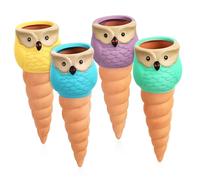 BAZEITFLOW 4 Pièces Ceramic Owl Shaped Plant Watering Spikes Self Watering Inserts with Automatic Micro Irrigation Function for Indoor and Outdoor Plants Decorative and Accessories