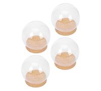 BAZEITFLOW 4 Pièces Cloche Verre Transparente avec Base Liège Globe Verre Créatif pour Fleurs Éternelles Préservées Décoration de Table pour Cadeau Fête des Mères et Occasions