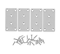 BAZEITFLOW 4 pièces Équerres Assemblage INOX Plaques de Réparation Renforcées pour Meubles Supports Plats Perforés Durables Fixation avec Fraisés pour Installation Affleurante