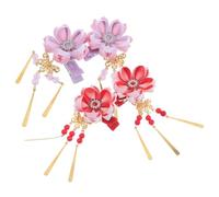 BAZEITFLOW 4 Pièces Flower Hairpin Set For Children Japanese Kimono And Chinese Hanfu Accessories Floral Clips Comfortable And Elegant For Party