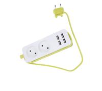 BAZEITFLOW 4 Pièces Multiprise USB Européenne Multifonction avec Prises et Ports USB Charge Intelligente Compatible Appareils pour Maison Bureau et Commerce Blanc Vert