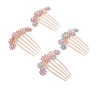 BAZEITFLOW 4 Pièces Peignes à Cheveux Strass Accessoires Légers et Fonctionnels pour Chignons Barrettes Décoratives pour Mariées et Fêtes
