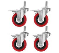 BAZEITFLOW 4 pièces Roulettes Pivotantes à Tige Filetée avec Frein Double Verrouillage Roulettes Non Marquantes pour Meubles Chariots et Équipement Industriel