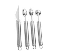 BAZEITFLOW 4 pièces Set de Cuillères Boule à Fruits Acier Inoxydable Melon Baller Ergonomique pour Découpe Précise Poignée Antidérapante pour Cuisine et Décoration Fruitière