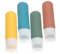 BAZEITFLOW 4 pièces Set de Flacons de Voyage Fuite Silicone et PP Distributeurs Rechargeables pour Shampooing et Gel Bouteilles Souples Réutilisables pour Salle de Bain