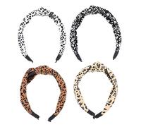 BAZEITFLOW 4pièces Bandeaux Tête Femme Imprimés Léopard Accessoires De Cheveux Chic Élastiques Décoratifs Pour Styles Variés