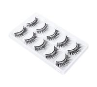BAZEITFLOW 5 paires Faux Cils Denses et Brillants Fibre Artificielle Aspect Réaliste et Naturel Cils Bouclés pour Femmes Effet Longue Tenue pour Soirée et Usage Quotidien