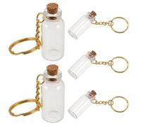 BAZEITFLOW 5 Pièces Mini Bouteilles Verre avec Bouchons Liège Petits Pots Transparents pour DIY Décorations Mariage et Fête Flacons Porte-clés Originaux pour Rangement et Cadeaux Créatifs