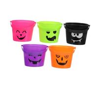 BAZEITFLOW 5 Pièces Seau à Bonbons Citrouille Coloré Plastique avec Poignée Panier Jack O Lantern pour Friandises Halloween et Portable pour Garçon Fille Accessoire Pratique pour Fête et