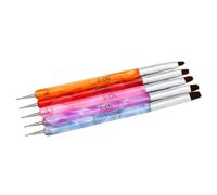 BAZEITFLOW 5 pièces Stylo Nail Art Double-embout Pinceau Manucure avec Brosse Nylon et Pointe Bille pour Peinture et Pointillage Ongles Lot Pinceau Nail Art pour Gel Construction Ongle et