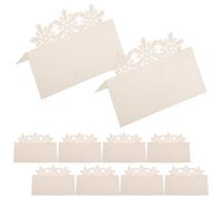 BAZEITFLOW 50 Pièces 50 Cartes de Placement de Tente Flocon de Neige Ivoire, Pliables en Carton Robuste pour Noël, Mariage et Fêtes d'Hiver - Étiquettes de Table Décoratives Légères et