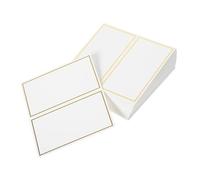 BAZEITFLOW 50 pièces Lot de Cartes de Table Mariage Papier avec Bordure Dorée Marque-places Élégants et Vierges Cartes Nominatives pour Banquets Fêtes et Événements Faciles à Écrire et