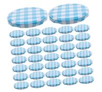 BAZEITFLOW 50 Pièces Mason Jar Lids Wide Mouth Checked Plaid Tinplate Sealing Lids For Jam Jars And Sauce Canning Replacement Covers With High Temperature Resistance