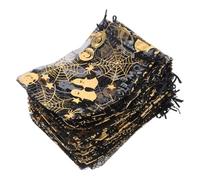 BAZEITFLOW 50 Pièces Sacs Organza Halloween avec Cordon de Serrage Motif Citrouille et Toile Araignée Sacs à Bonbons Noirs pour Friandises Pochettes Réutilisables pour Fêtes et Distribution