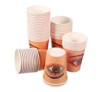 BAZEITFLOW 50 Pièces Tasses Papier pour Pratique des Extensions de Cils Outil de Formation Réaliste avec Contour Œil Réutilisables pour Développement des Compétences et Sessions de Maquillage