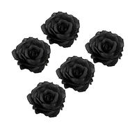 BAZEITFLOW 5pièces Broche Fleur De Rose Artificielle Épingles Élégantes Pour Cheveux Et Vêtements Accessoire Funéraire Noir