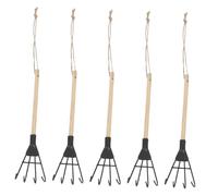 BAZEITFLOW 5pièces Rateau De Jardin Portable à Quatre Dents Outil De Désherbage Creusage pour Poignée Ergonomique pour Aération Sol