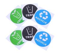 BAZEITFLOW 6 pièces Autocollants de Tri des Déchets Étiquettes Colorées pour Poubelles Décoratives pour Maison Bureau et Espaces Publics
