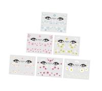 BAZEITFLOW 6 pièces Autocollants de Visage Marguerite Étanches et Résistants Transpiration Stickers Maquillage Petit Décor Clavicule pour Femmes et Filles Couleurs Assorties