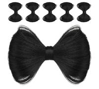 BAZEITFLOW 6 Pièces Clips à Nœud Fausse Mèche Volume Chignon Extensions Accessoires Synthétiques et Filles Noir Barrettes Coiffure Sécurisées et Confortables