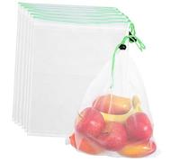 BAZEITFLOW 6 Pièces Filet Réutilisable Polyester et Respirant avec Cordon pour Fruits Légumes et Stockage Polyvalent