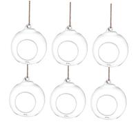 BAZEITFLOW 6 pièces Suspended Glass Terrarium with Flat Bottom and Hemp Rope Hanging Succulent Plant Holder for Home Decoration and Tabletop Display