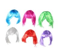 BAZEITFLOW 6pièces Perruque de Déguisement Colorée Perruque Synthétique Courte pour Cosplay Accessoire de Soirée