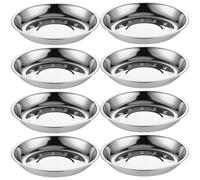 BAZEITFLOW 8 pièces Lot de Assiettes Rondes Acier Inoxydable Plates de Service Multifonction pour Barbecue Desserts et Repas Familiaux Légères et Compactes pour Maison et Restaurant