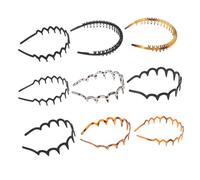 BAZEITFLOW 9 pièces Bandeau Cheveux Plastique Ondulé avec Dents Antidérapantes pour Soins Visage Unisexe et Confortable Maintien Sécurisé pour Maquillage et Lavage Visage Lot