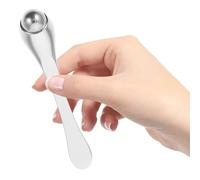 BAZEITFLOW Appareil de Massage Yeux Compact Argenté Rouleau de Massage Facial Anti-Ombres pour Soin du Contour des Yeux Application de Crème Poches Usage Voyage et Visage