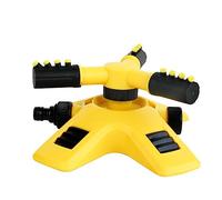 BAZEITFLOW Arroseur Rotatif à 360° Tête D'arrosage Réglable pour Pelouse Jardinage en Extérieur Système D'irrigation Jaune Trois Bras Triple Rotation Automatique